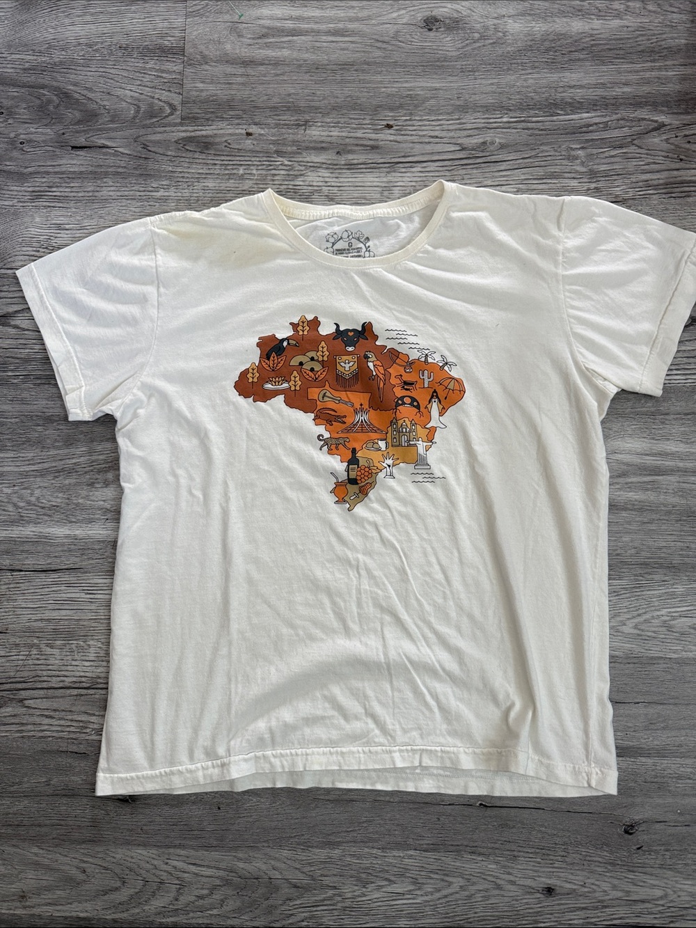 Chico's White Tee with Orange Graphic Map